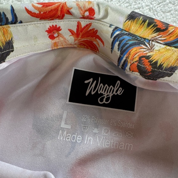 Waggle Golf Polo Shirt Short Sleeve‎ White Rooster Print Stretch Mens L Barstool - Picture 4 of 7